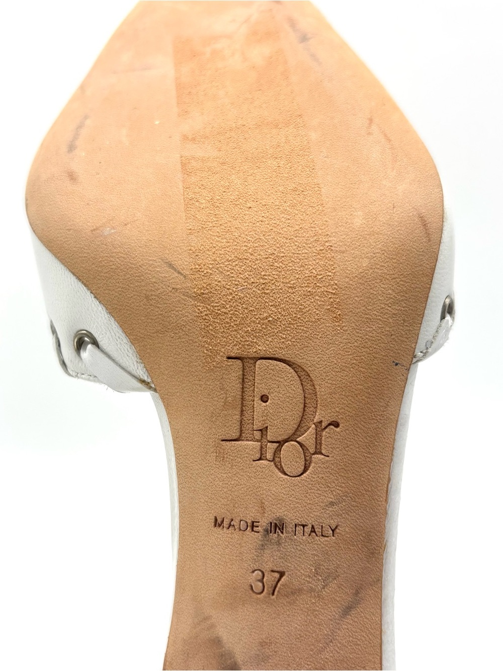 Dior Vintage John Galliano Bow Grommet Embellished Pointed Toe Mules Pumps 37 - Picture 10 of 11